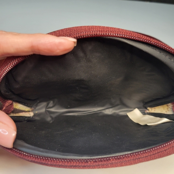 Vintage Set 4 Burgundy Red Leather Patchwork Zip Cosmetic Bag Coin Purse Makeup - Picture 8 of 11